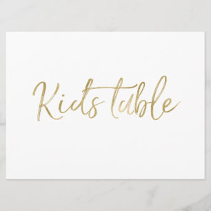 "Kinderen Tafel" Trouwbord   Stijlvolle Gouden Let Kaart
