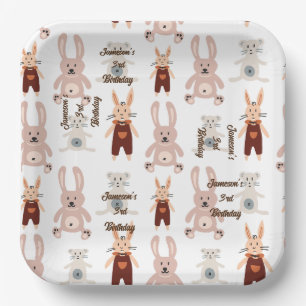 Kinderen Teddybeer Kat Panda Speelgoed Patroon Ver Papieren Bordje