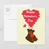 Kinderen teddybeer Valentijnse Feestdagenkaart (Voorkant / Achterkant)