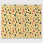 Kinderen tekenen Schattigee kerstboom geel Cadeaupapier (Vlak)