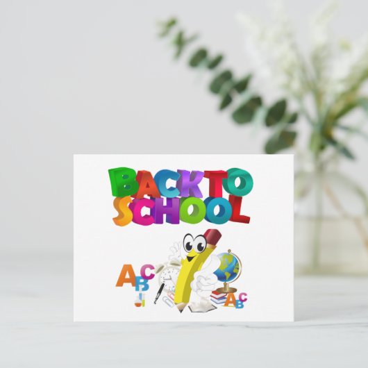 Kinderen terug naar school briefkaart (Staand voorkant)