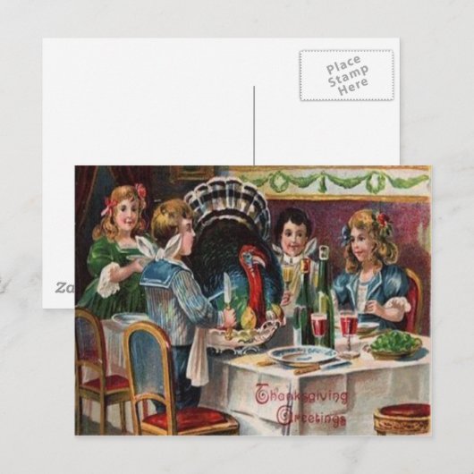 Kinderen Thanksgiving Diner Feestdagenkaart (Voorkant / Achterkant)