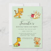 Kinderen Tien Pins Bowling Verjaardagsfeestje Kaart (Voorkant)