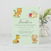 Kinderen Tien Pins Bowling Verjaardagsfeestje Kaart (Staand voorkant)