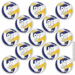 kinderen tieners marineblauw goud volleybalclub 13 sticker