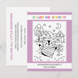 Kinderen & tieners Pinguïn Halloween kleur uitnodi Briefkaart