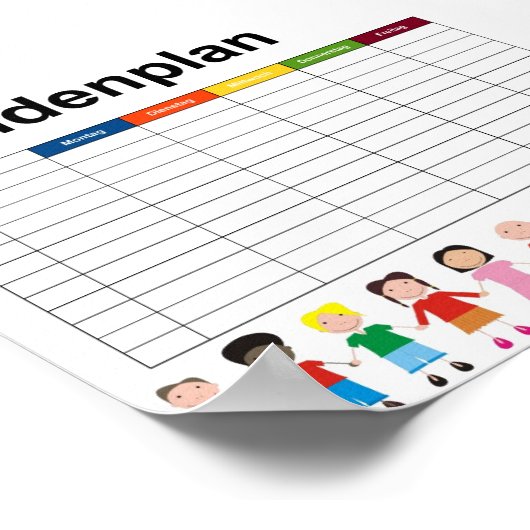 Kinderen / Tijdschema Poster (Hoek)