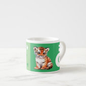 Kinderen tijger mok gepersonaliseerde naam groen (Voorkant rechts)