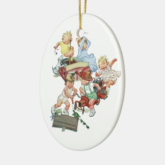  kinderen Toddlers die met brandweerwagens spelen Keramisch Ornament (Links)