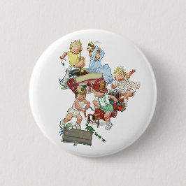 kinderen Toddlers die met brandweerwagens spelen Ronde Button 5,7 Cm