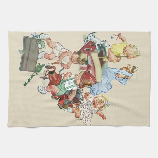  kinderen Toddlers die met brandweerwagens spelen Theedoek (Horizontaal)