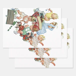 kinderen Toddlers die Speelgoed brandweerwagens a Inpakpapier Vel