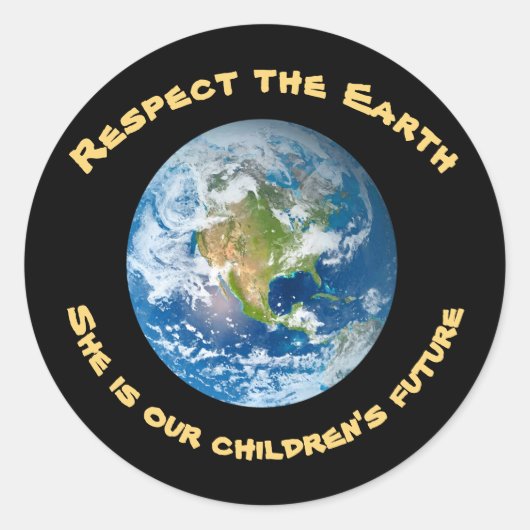 Kinderen Toekomst Respect Planet Earth Sticker (Voorkant)