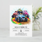 Kinderen Track Monster Truck Verjaardag Kaart (Staand voorkant)