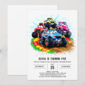 Kinderen Track Monster Truck Verjaardag Kaart (Voorkant / Achterkant)