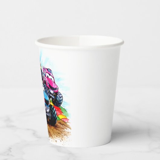 Kinderen Track Monster Truck Verjaardag Papieren Bekers (Links)