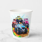 Kinderen Track Monster Truck Verjaardag Papieren Bekers (Voorkant)