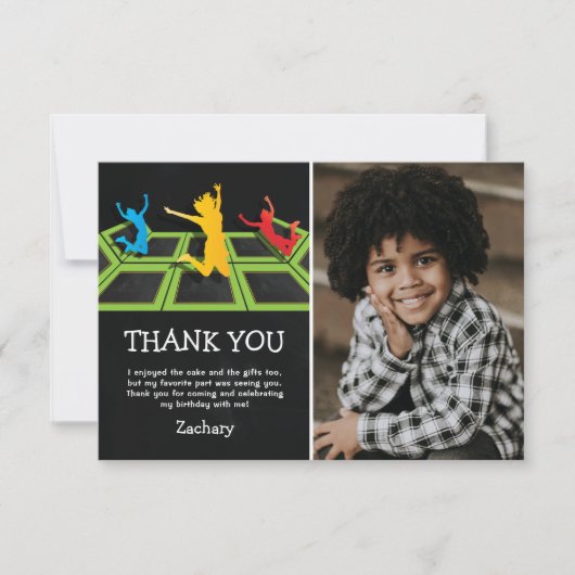Kinderen Trampoline Verjaardag Foto Bedankt (Voorkant)
