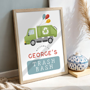 Kinderen Trash Bash Vuilniswagen Verjaardags Welko Poster