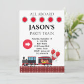 Kinderen Trein Verjaardagsuitnodiging Kaart (Staand voorkant)