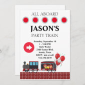 Kinderen Trein Verjaardagsuitnodiging Kaart (Voorkant / Achterkant)