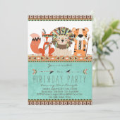 Kinderen Tribal Boho Verjaardagsfeest Kaart (Staand voorkant)