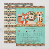 Kinderen Tribale Verjaardagsfeestje Kaart (Voorkant / Achterkant)