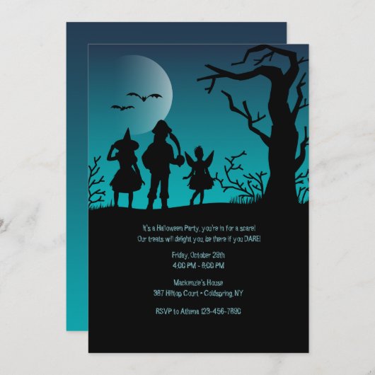 Kinderen Trick of Treat Halloween Uitnodiging (Voorkant / Achterkant)