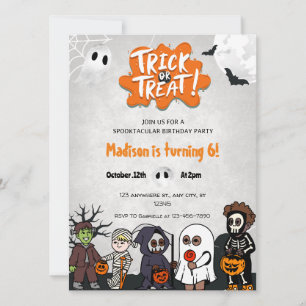 Kinderen Trick or treat Halloween Feestuitnodiging Kaart