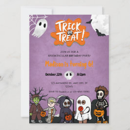 Kinderen Trick or treat Halloween Feestuitnodiging Kaart