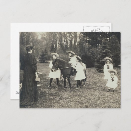 Kinderen Tsaar & Tsarina van Rusland met pony - OT Briefkaart (Voorkant / Achterkant)