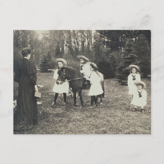 Kinderen Tsaar & Tsarina van Rusland met pony - OT Briefkaart (Voorkant)