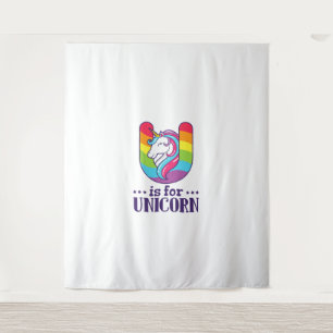 Kinderen U Is Voor Eenhoorn Alfabet T-Shirt Wandkleed