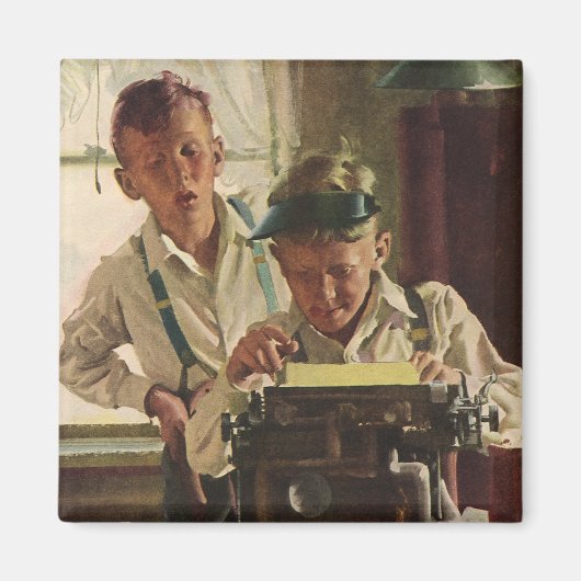 Kinderen uit het verleden Jongens Kranten Journali Magneet (Voorkant)