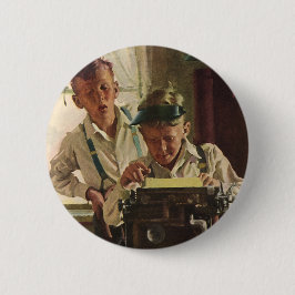 Kinderen uit het verleden Jongens Kranten Journali Ronde Button 5,7 Cm