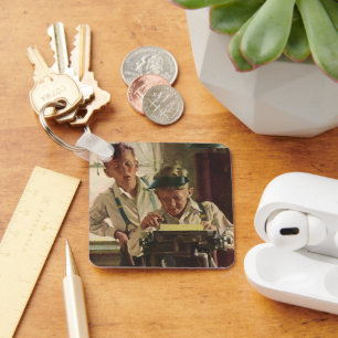 Kinderen uit het verleden, jongens, krantenjournal sleutelhanger