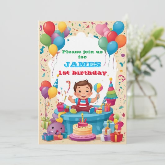 Kinderen uitnodiging op Birthday (Staand voorkant)