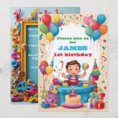 Kinderen uitnodiging op Birthday (Voorkant / Achterkant)