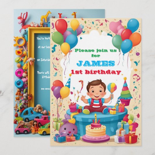 Kinderen uitnodiging op Birthday (Voorkant / Achterkant)