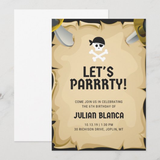 Kinderen uitnodiging op Birthday (Voorkant / Achterkant)