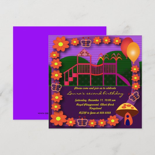 Kinderen uitnodiging op zaterdag: 037: Speelplaats (Voorkant / Achterkant)