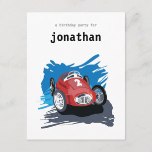 Kinderen - uitnodiging op zaterdag - racewagen