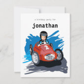 Kinderen - uitnodiging op zaterdag - racewagen (Voorkant)