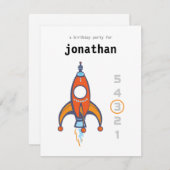 Kinderen - uitnodiging op zaterdag - Rocket (Voorkant / Achterkant)