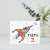 Kinderen - uitnodiging op zaterdag - Rocket (Staand voorkant)