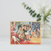 Kinderen US Flag Hond Vuurwerk Firecracker Briefkaart (Staand voorkant)