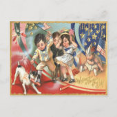 Kinderen US Flag Hond Vuurwerk Firecracker Briefkaart (Voorkant)