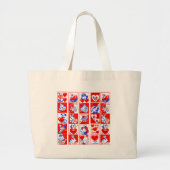 Kinderen Valentijn Greeting Hugs Kisses Red White Grote Tote Bag (Voorkant)