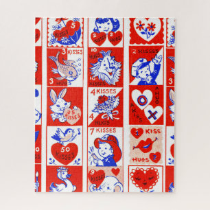 Kinderen Valentijn Greeting Hugs Kisses Red White Legpuzzel