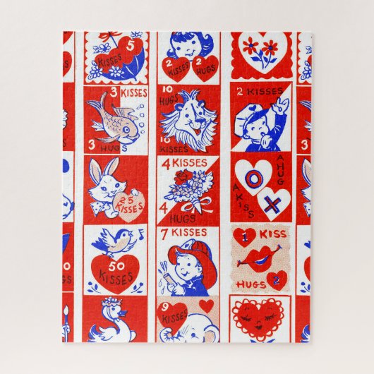 Kinderen Valentijn Greeting Hugs Kisses Red White Legpuzzel (Verticaal)